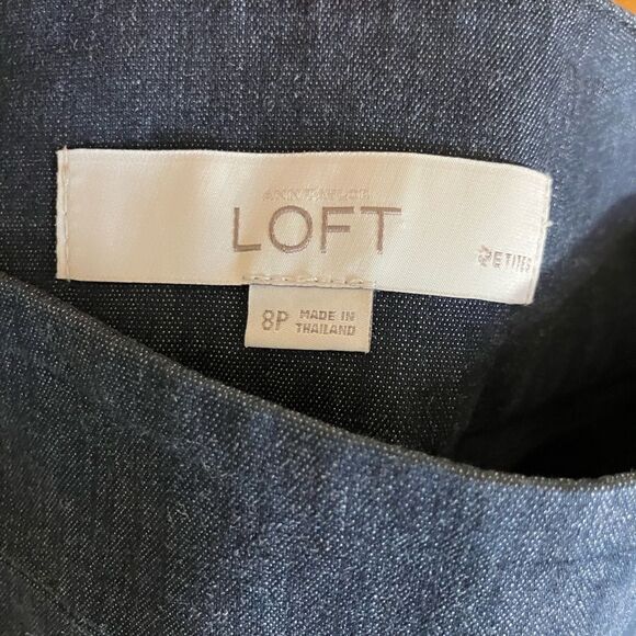Loft, jean skirt, two slits in the back, dark wash, excellent condition, size 8P - Picture 6 of 7